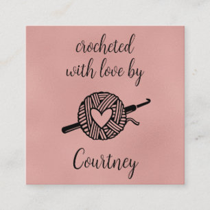 Cartão De Visita Quadrado Crochetado Com Amor