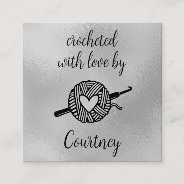 Cartão De Visita Quadrado Crocheted With Love (Frente)