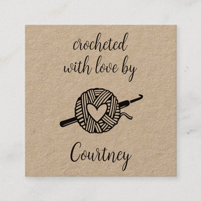 Cartão De Visita Quadrado Crocheted With Love (Frente)