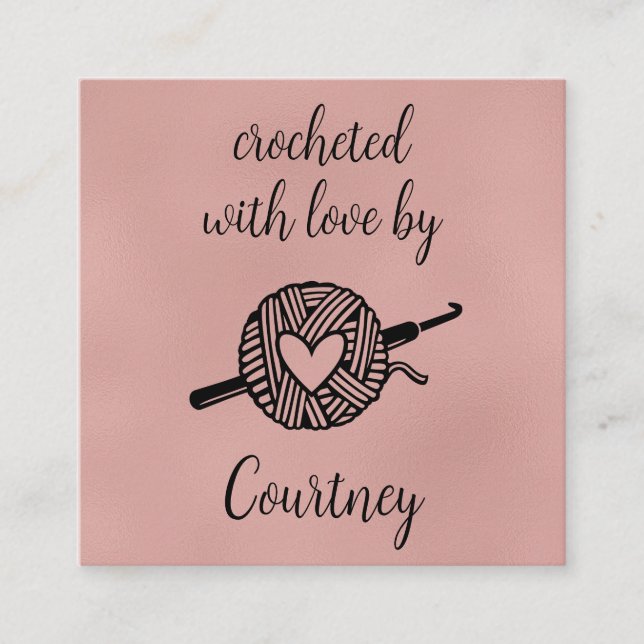 Cartão De Visita Quadrado Crocheted With Love (Frente)