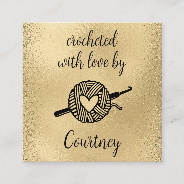 Cartão De Visita Quadrado Crocheted With Love (Frente)