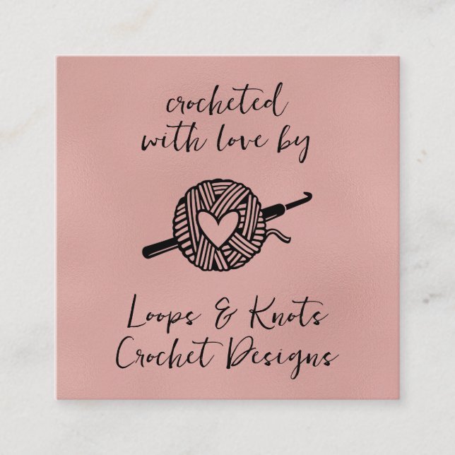 Cartão De Visita Quadrado Crocheted With Love (Frente)