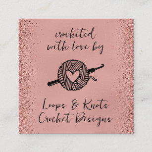 Cartão De Visita Quadrado Crocheted With Love Square