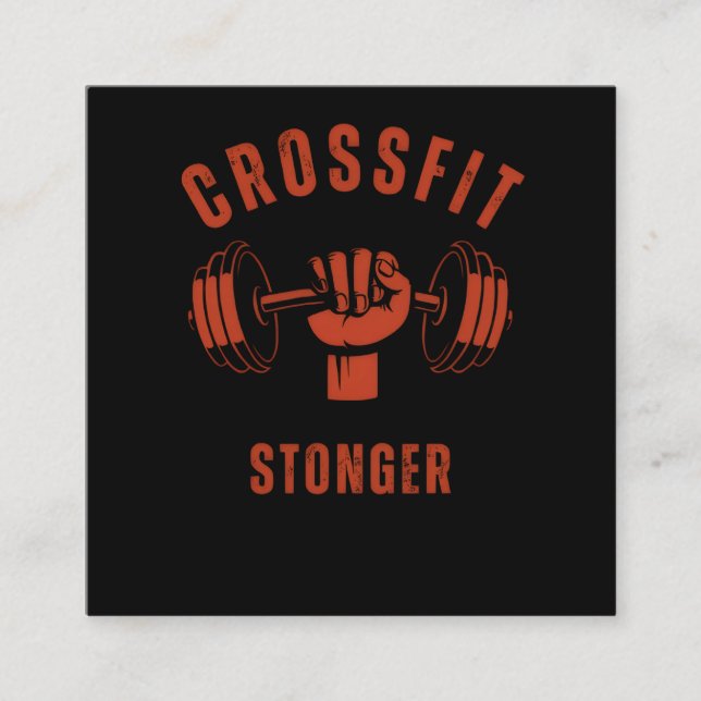 Cartão De Visita Quadrado CrossFit Stronger--Power & Strength Mindset (Frente)