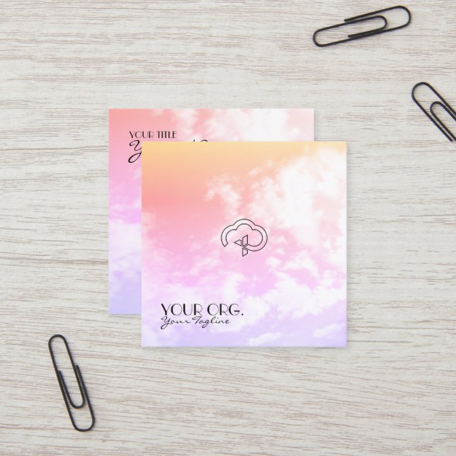 Cartão De Visita Quadrado Cruz e Nuvem da Vida Eterna Cristã (Frente/Verso In Situ)