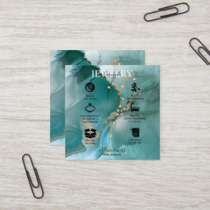 Cartão De Visita Quadrado Cuidados de Joia do Teal Elegante Moderno