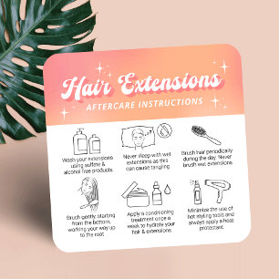 Cartão De Visita Quadrado Cuidados Pós-Extensões de Cabelo com Logo de Pêsse