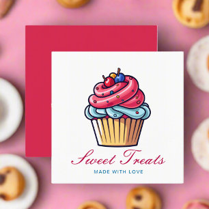 Cartão De Visita Quadrado Cupcake de doçura para cozinheiros de pastelaria p