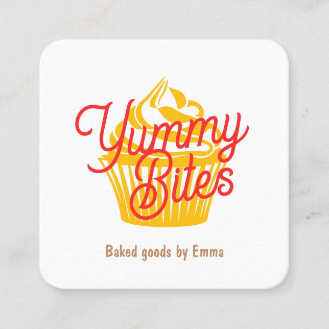Cartão De Visita Quadrado Cupcake ou Cookie (Frente)