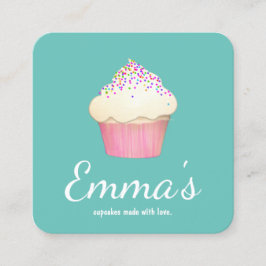 Cartão De Visita Quadrado Cupcake Padaria Catarina Chef Catering