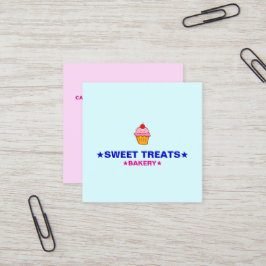 Cartão De Visita Quadrado Cupcakes Caseiros | Logo & Home Bakery Minimalista