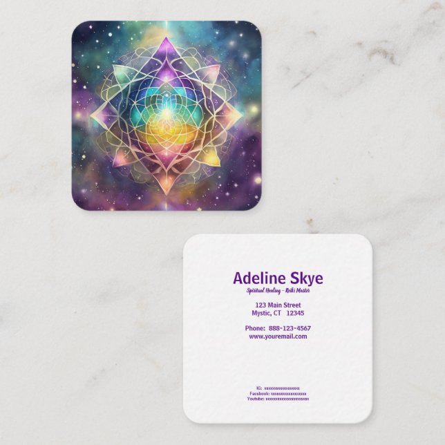 Cartão De Visita Quadrado Curação espiritual (Frente/Verso)