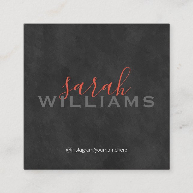 Cartão De Visita Quadrado Cursivo/Cinza profissional elegante (Frente)