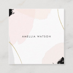 Cartão De Visita Quadrado Cursos da escova da aguarela do rosa Pastel, do