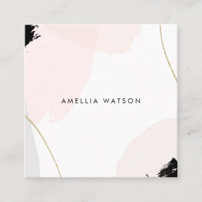 Cartão De Visita Quadrado Cursos da escova da aguarela do rosa Pastel, do (Frente)