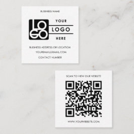 Cartão De Visita Quadrado Custom Logo Black White QR Code Website 