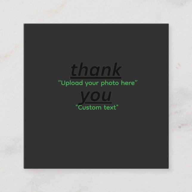Cartão De Visita Quadrado Custom Text & Upload Your Photo Personalized (Frente)