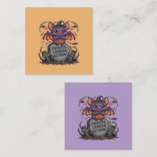 Cartão De Visita Quadrado Cute Kawaii Morcego Halloween