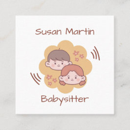 Cartão De Visita Quadrado CUTE KIDS Babysitter Código QR Bebê