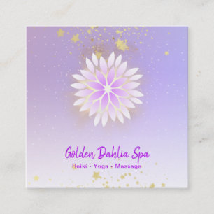 Cartão De Visita Quadrado *~* Dahlia Mandala Pastel Lavanda Rosa AP2