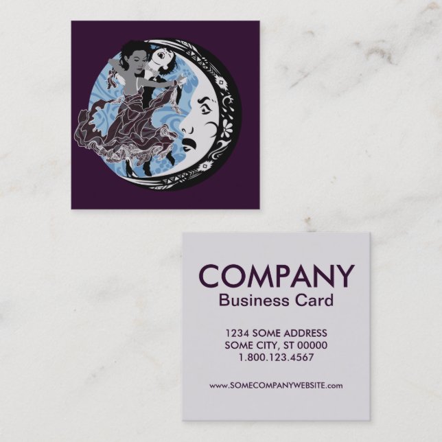 Cartão De Visita Quadrado dança com sua escuridão (Frente/Verso)