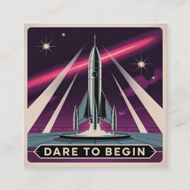 Cartão De Visita Quadrado Dare To Begin (Frente)
