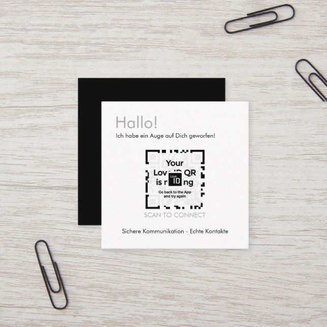 Cartão De Visita Quadrado Dating Karte - BLACK - QR - PURE Collection (Frente/Verso In Situ)