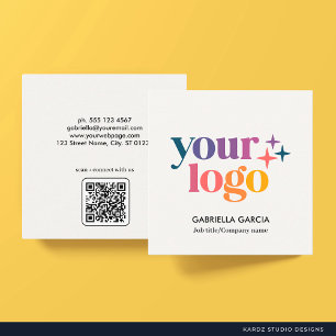 Cartão de Visita Quadrado de Logo QR Minimalista M