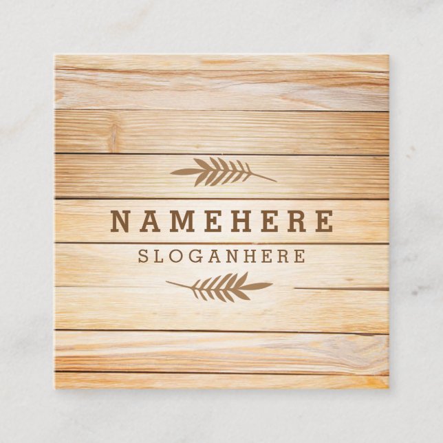 Cartão de visita quadrado de madeira à moda (Frente)