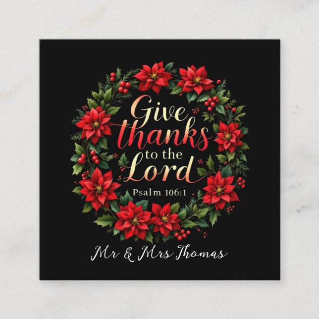 Cartão De Visita Quadrado Dê Obrigados ao Senhor Embrace Gratidão e Fé (Frente)