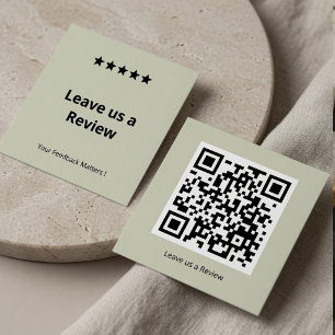 Cartão De Visita Quadrado Deixe-nos um Código QR de Avaliação Personalizado
