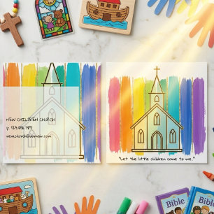 Cartão De Visita Quadrado Deixem as criancinhas virem a mim, igreja das cria