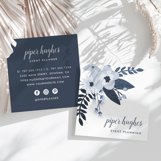 Cartão De Visita Quadrado Delft Floral (Criador carregado)