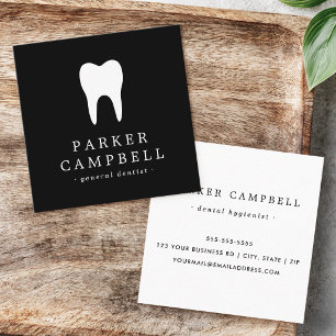 Cartão De Visita Quadrado dentista preto e branco elegante dos dentes