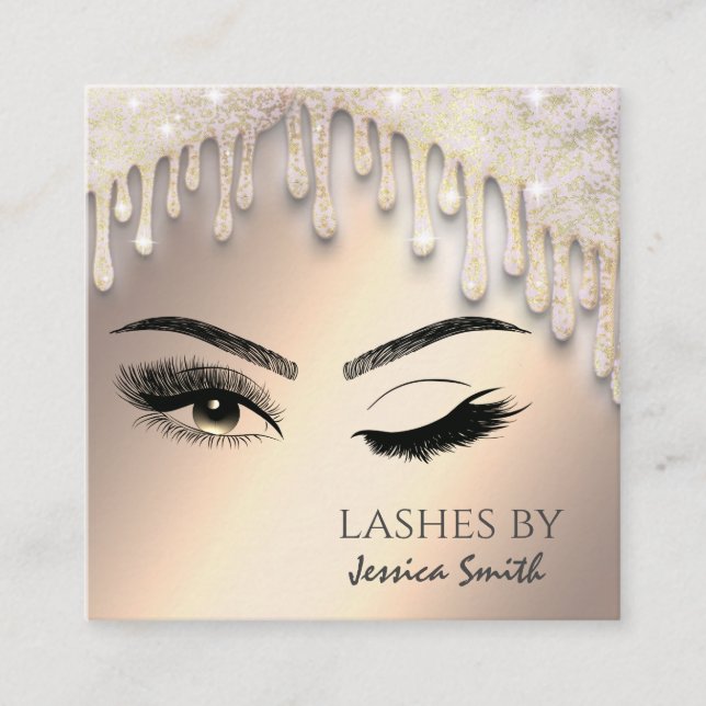 Cartão De Visita Quadrado Derramamento impressionante do ouro-chic pinga maq (Frente)