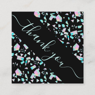 Cartão De Visita Quadrado Desconto Holográfico Colorido e Obrigado