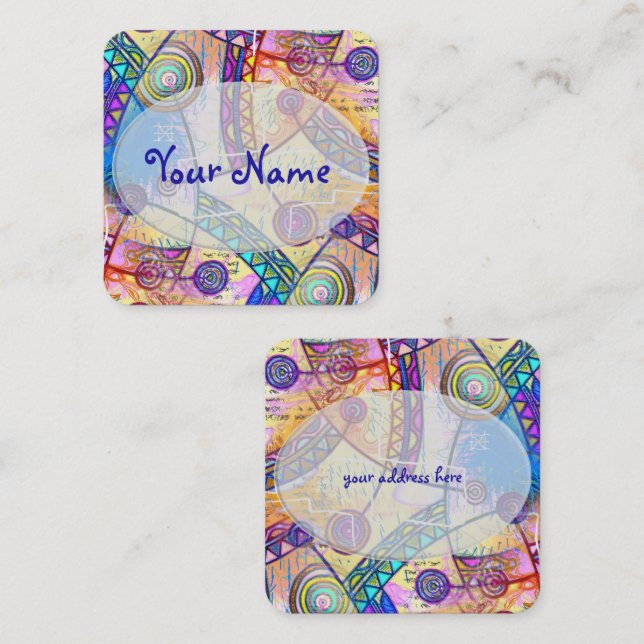 Cartão De Visita Quadrado Desenhado à mão por EDDArt - Escala dos Sonhos 1a (Frente/Verso)