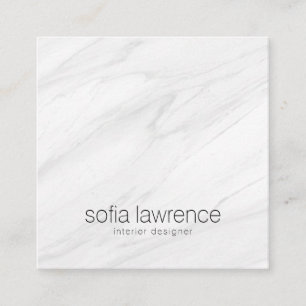 Cartão De Visita Quadrado Desenhista profissional moderno de mármore branco
