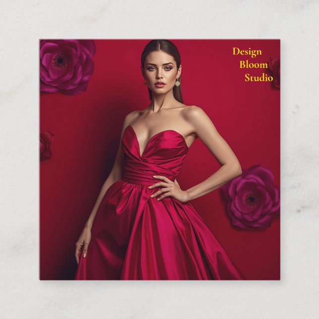 Cartão De Visita Quadrado Design Bloom Studio Business Card (Frente)