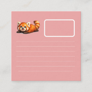 Cartão De Visita Quadrado Design de Animal Kawaii Panda Vermelho Fofo Relaxa