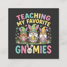 Cartão De Visita Quadrado Design de Ensino de Gnomo Fofo Professor 
