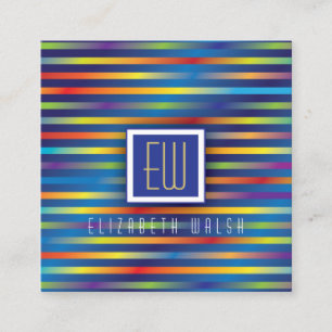 Cartão De Visita Quadrado Design de Linhas Gradientes Minimalistas Elegantes