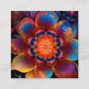 Cartão De Visita Quadrado Design de Lotus de Nova Idade Vermelha e Azul