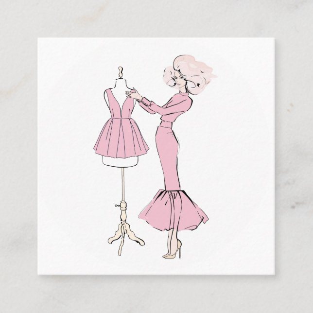 Cartão De Visita Quadrado  Design de moda (Frente)