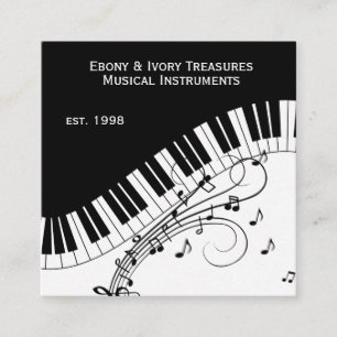 Cartão De Visita Quadrado Design de música para teclado de piano duas linhas