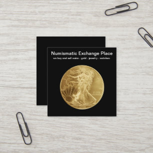 Cartão De Visita Quadrado Design de Negócios de Moedas Numismáticas