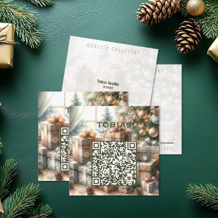 Cartão De Visita Quadrado Design de presente artístico de Natal personalizad