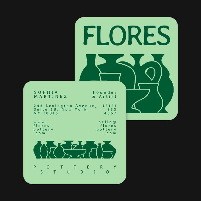 Cartão De Visita Quadrado Design de Silhueta Vase de Potência Negrito (Criador carregado)