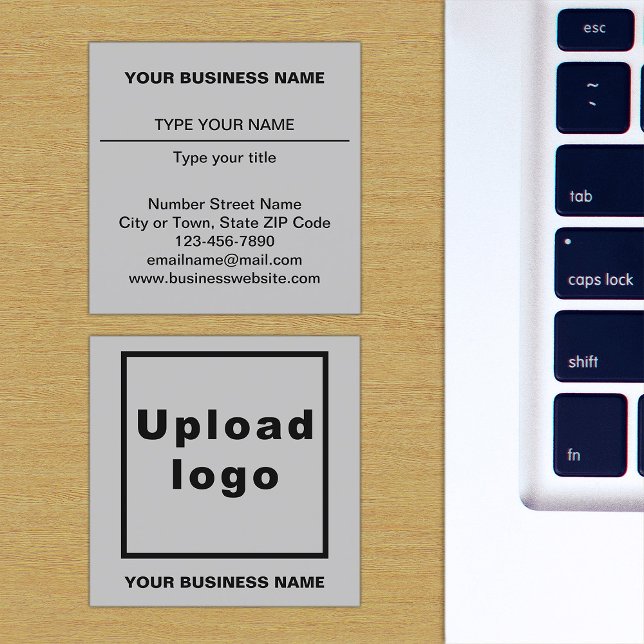 Cartão De Visita Quadrado Design de Textos Simples no lado frontal da Cinza (The front and back of the gray square business card)