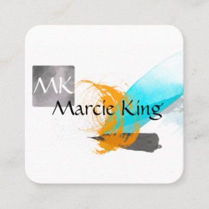 Cartão De Visita Quadrado design de tinta abstrato de arte chic moderna ousa